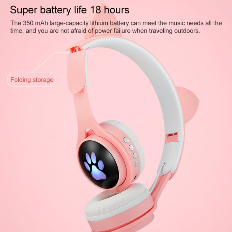 B30 Cat Paw Cat Ears Colorful Luminous Foldable Bluetooth Headset with 3.5mm Jack & TF Card Slot