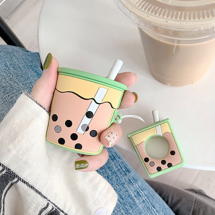 Wireless Earphones Shockproof Pearl Milk Tea Silicone Protective Case for Apple AirPods 1 / 2