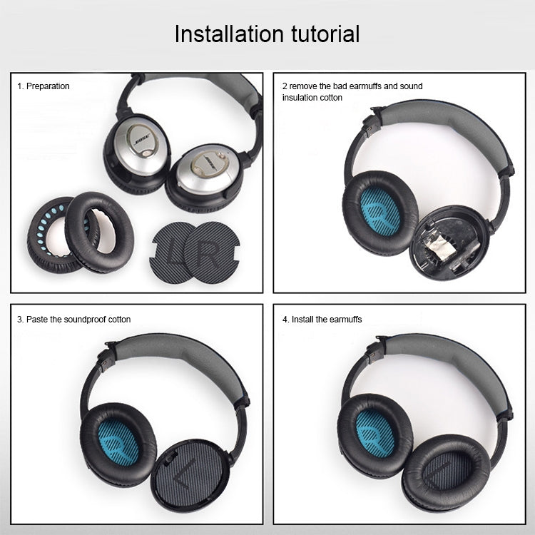 1 Pair Soft Earmuff Headphone Jacket with Sound Insulation Cotton for BOSE QC2 / QC15 / AE2 / QC25