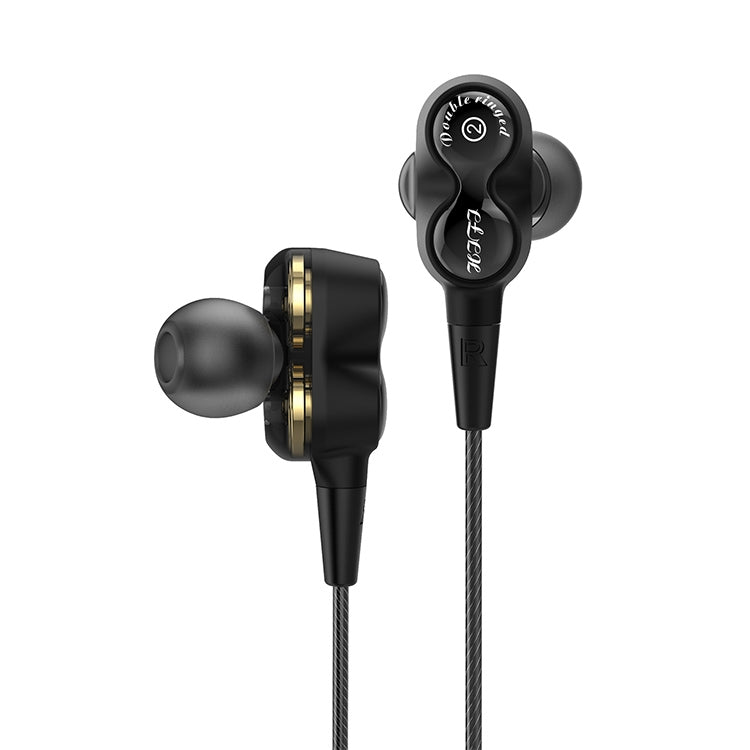 D12 1.2m Wired In Ear 3.5mm Interface Stereo Wire-Controlled HIFI Earphones Dual-motion Loop Running Game Music Headset With Packaging