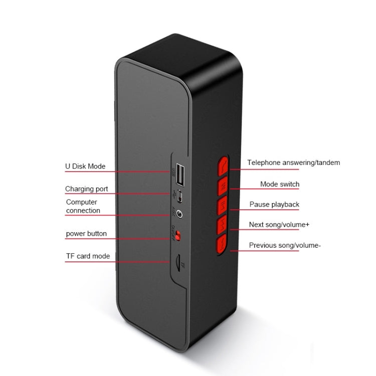 SC211 Portable Subwoofer Wireless Bluetooth Speaker Bluetooth 5.0, Support TF Card & U Disk & 3.5mm AUX