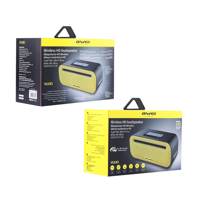 awei Y600 Wireless Bluetooth Speaker with 3D Stereo, Built-in Mic, Support TF Card / AUX / NFC