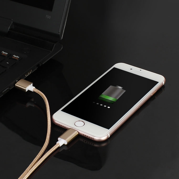 2 in 1 5V 2A Micro USB & 8 Pin to USB 2.0 Weave Style Magnetic Data Cable, Cable Length: 1.2m