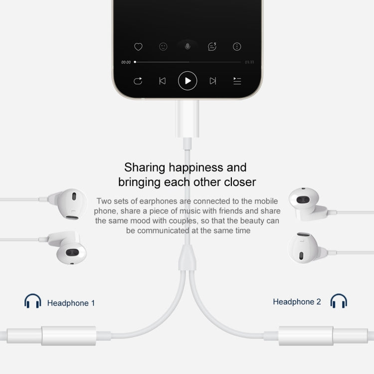 MH027 16cm 2 in 1 Dual 3.5mm Female to 8 Pin Male Audio Adapter