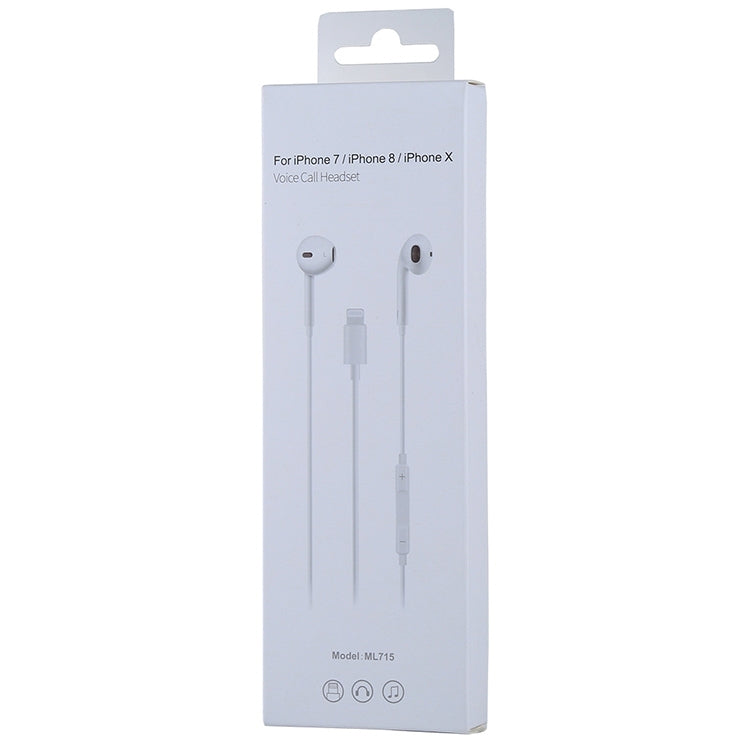 ML715 1.2m 8 Pin Port Wire Control Bluetooth Earphone, Support Music, Calls, Volume Control