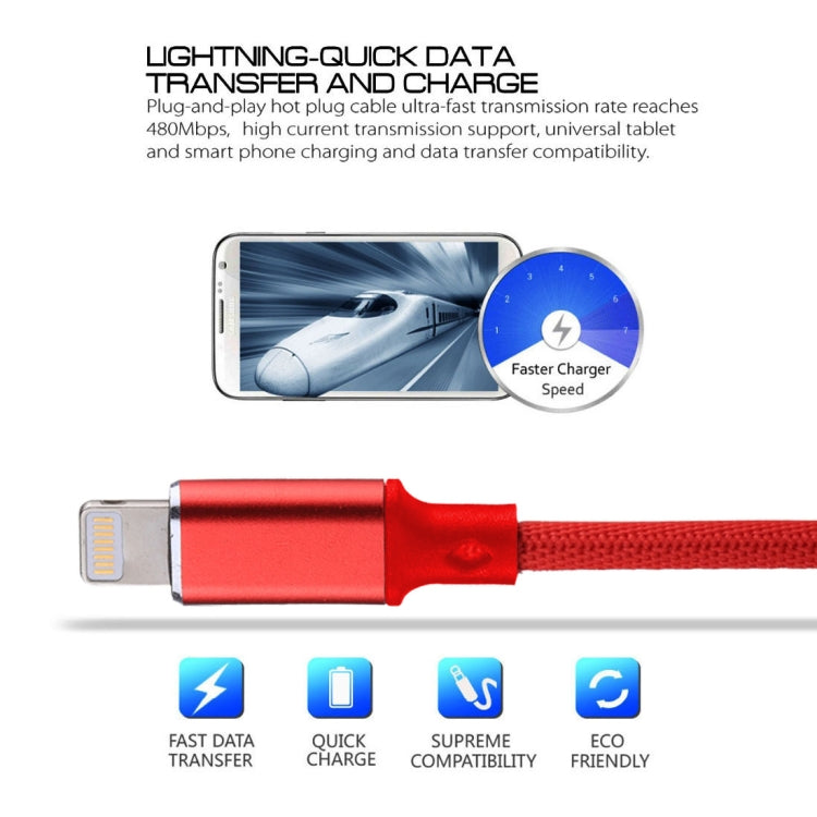1m 2A USB to 8 Pin Nylon Weave Style Data Sync Charging Cable