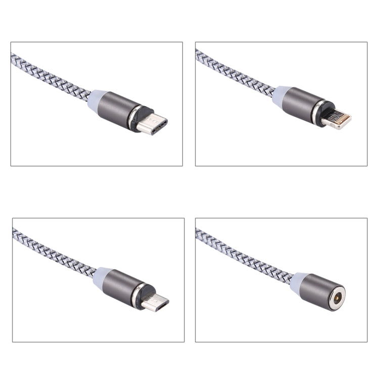 1.05m 8 Pin + Micro USB + USB-C / Type-C to USB Weave Data Sync Charging Cable with LED Indicator