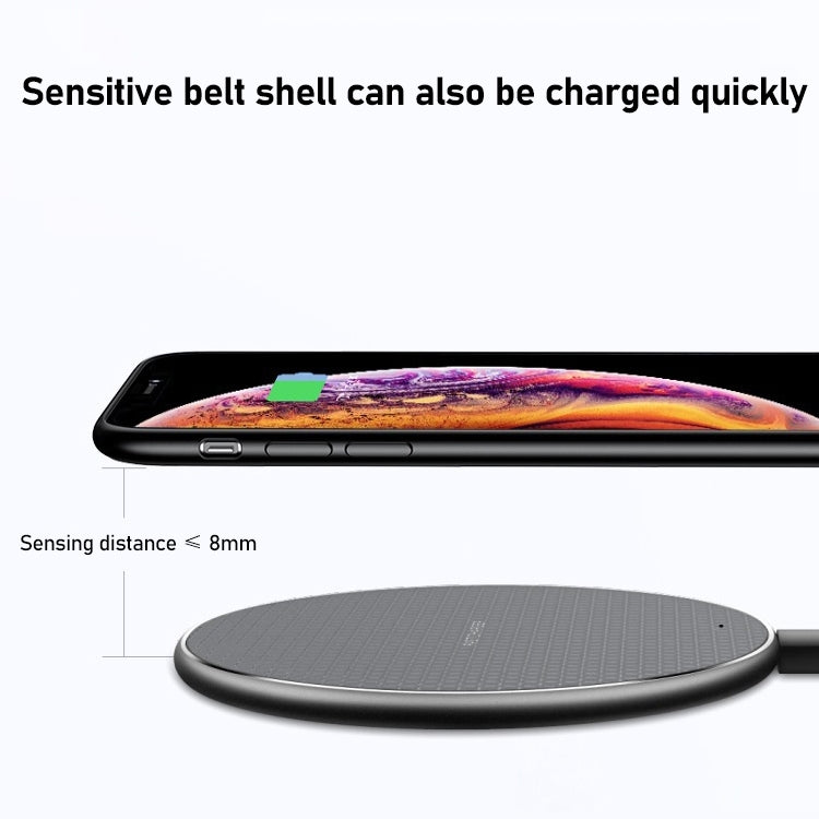 K8 15W Aluminum Alloy Round Desktop Wireless Charger with 1m Type-C Fast Charging Cable