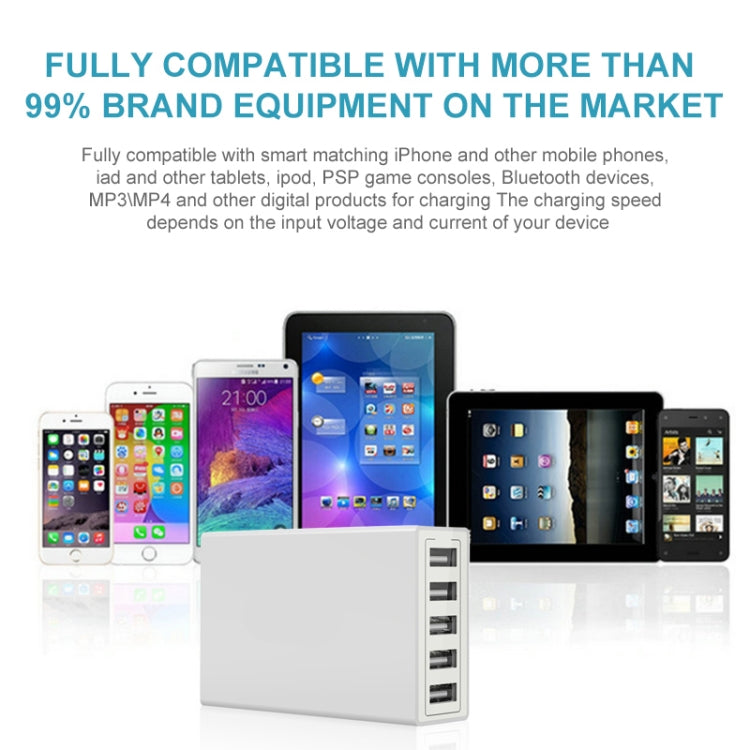 XBX09 40W 5V 8A 5 USB Ports Quick Charger Travel Charger, UK Plug(Black)