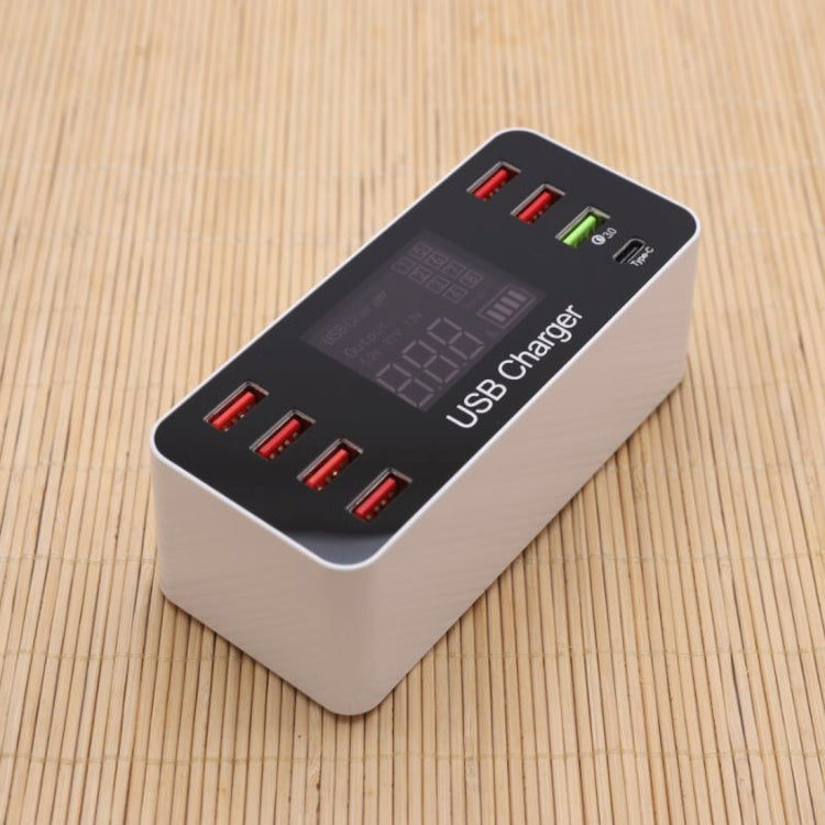 A9+ Multi-function AC 100V~240V 8 Ports USB Digital Display LCD Detachable Charging Station Smart Charger,Support QC3.0