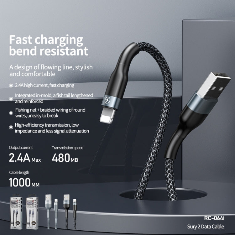 REMAX RC-064i Sury 2 Series 1m 2.4A USB to 8 Pin Data Cable for iPhone, iPad