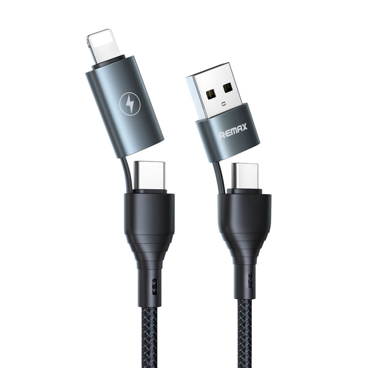 REMAX RC-011 1.2m 2.4A 4-in-1 USB to USB-C / Type-Cx2 + 8 Pin Fast Charging Data Cable