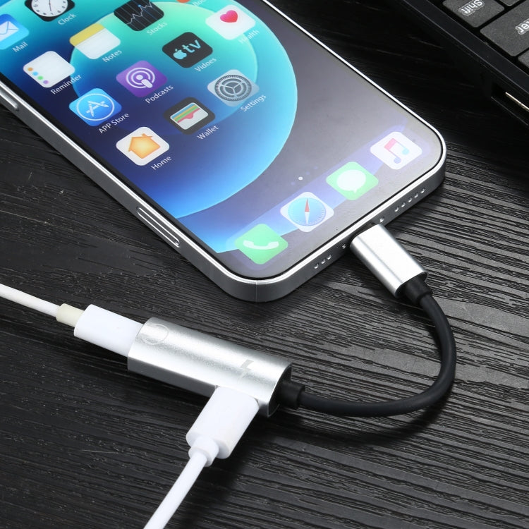 2 in 1 8 Pin Male to Dual 8 Pin Female Charging and Listening to Music Audio Earphone Adapter, Compatible with All IOS Systems