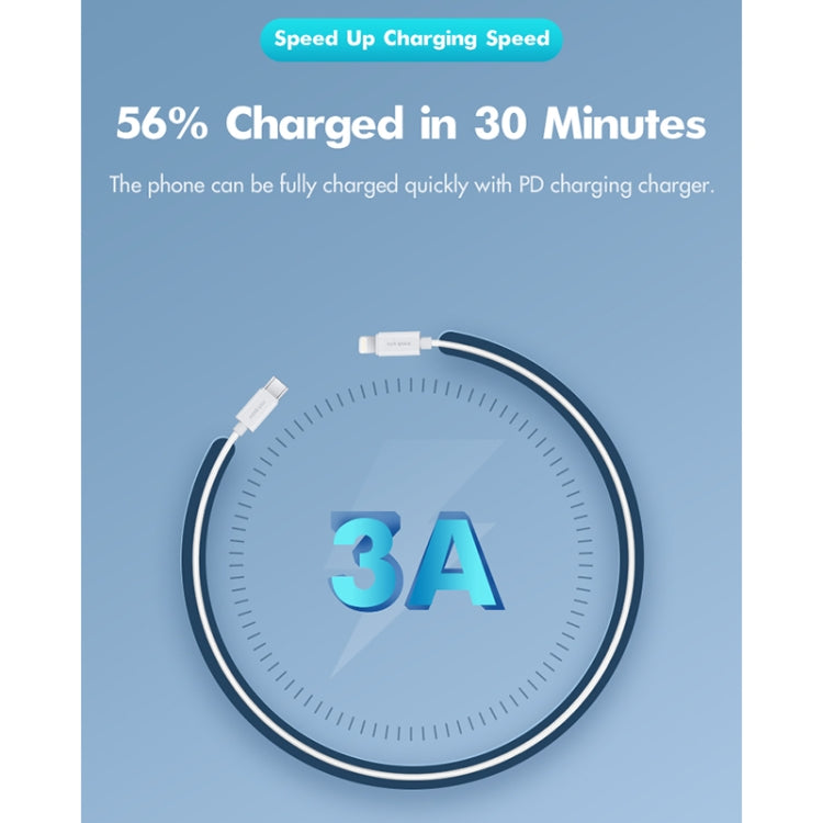 ROCK Space Z19 PD  20W 3A USB-C / Type-C to 8 Pin Fast Charging TPE Data Cable, Cable Length: 1m