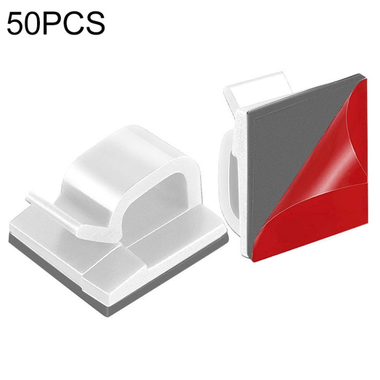 HG2392 50 PCS Desktop Data Cable Organizer Fixing Clip, Gum Type: Red and Grey