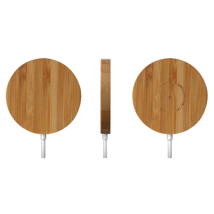 JYD01 15W Magsafe Round Bamboo Wood Magnetic Wireless Charger