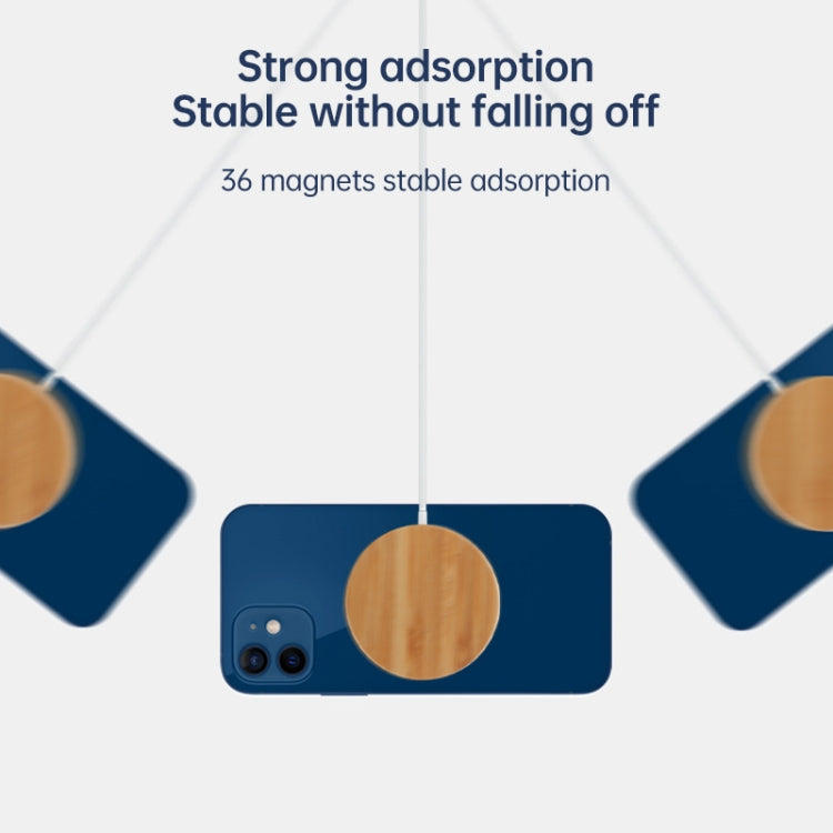 JYD01 15W Magsafe Round Bamboo Wood Magnetic Wireless Charger