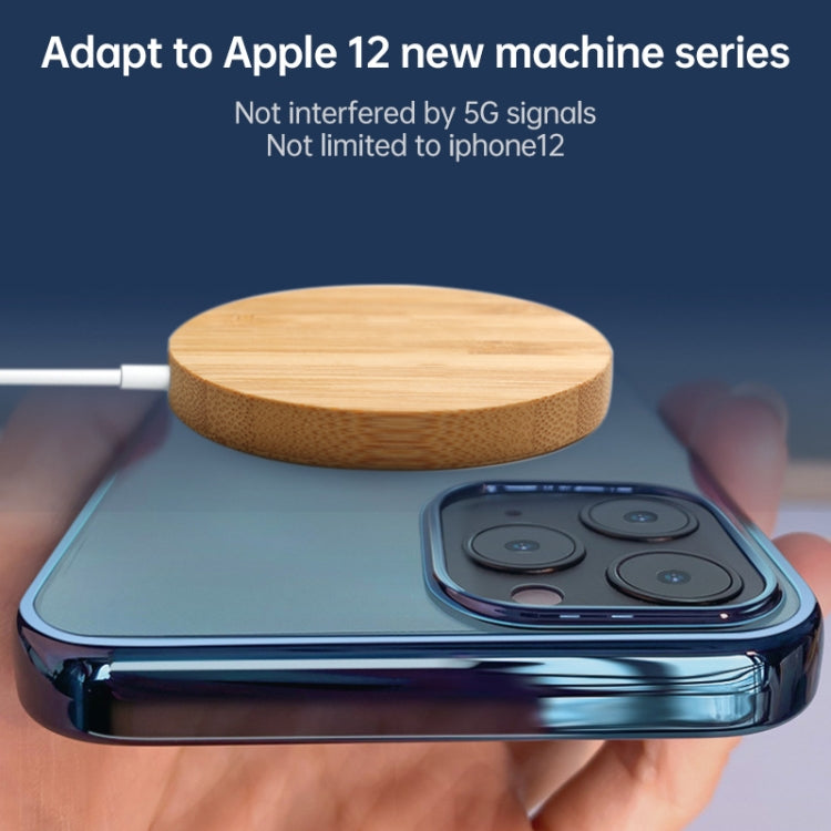 JYD01 15W Magsafe Round Bamboo Wood Magnetic Wireless Charger