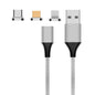 M11 3 in 1 5A USB to 8 Pin + Micro USB + USB-C / Type-C Nylon Braided Magnetic Data Cable, Cable Length: 2m, 8 Pin + Micro USB + USB-C / Type-C