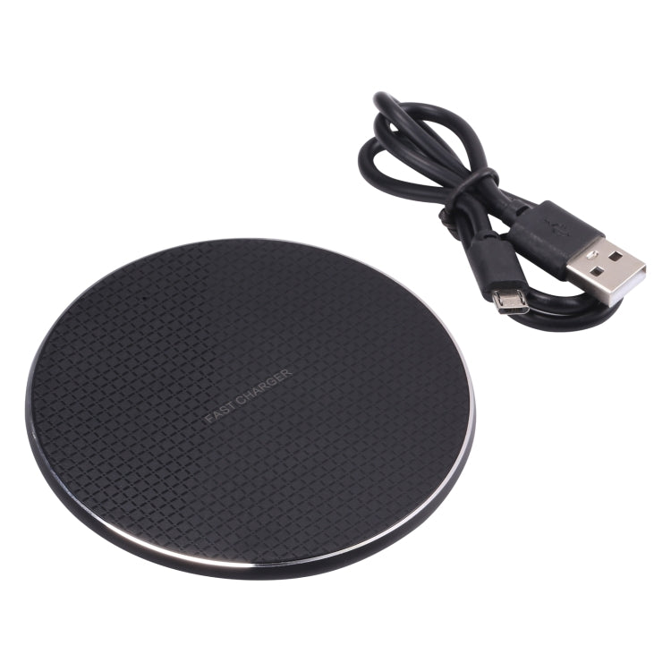 10W QI Plaid Pattern Round Metal Wireless Charger