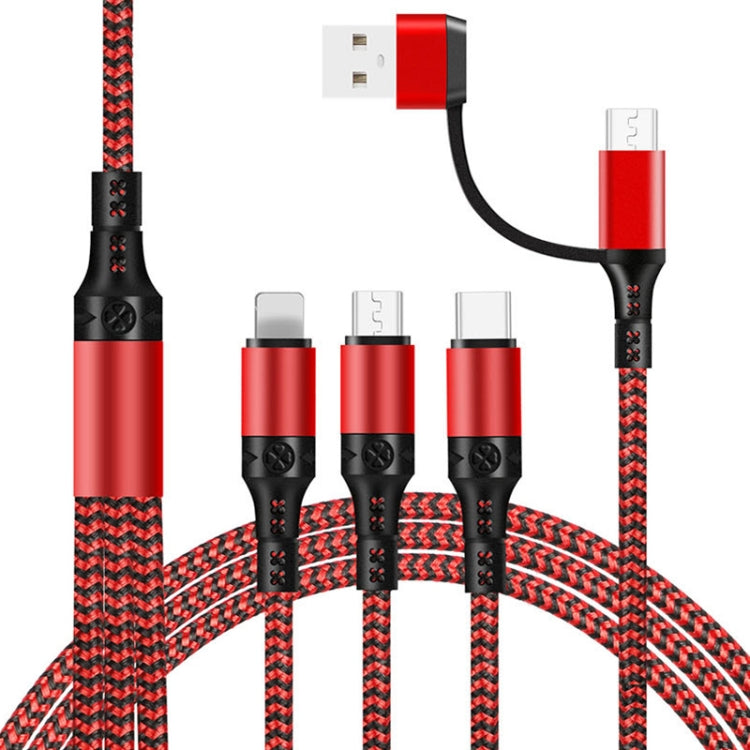 5 in 1 3A USB + USB-C / Type-C to 8 Pin + Micro USB + USB-C / Type-C Interface Two-color Braided Fast Charging Data Cable, Cable Length: 1.2m