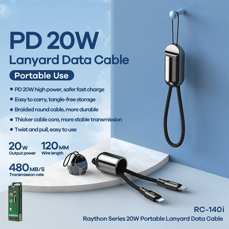 REMAX RC-140i Thor Series PD 20W USB-C / Type-C to 8 Pin Portable Lanyard Data Cable, Cable Length: 1.2m