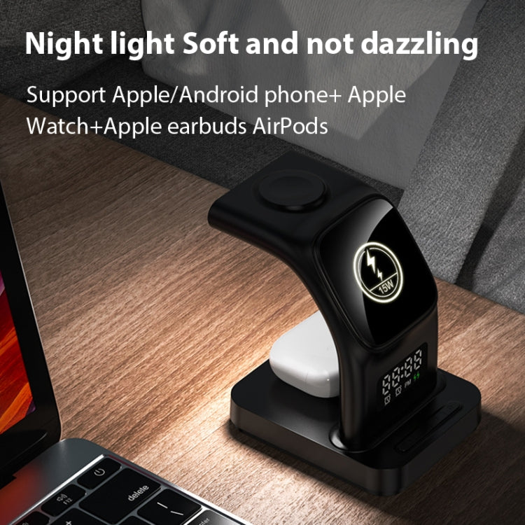 YP-HY05 15W 5 in 1 Magnetic Multifunctional Wireless Charger with Clock