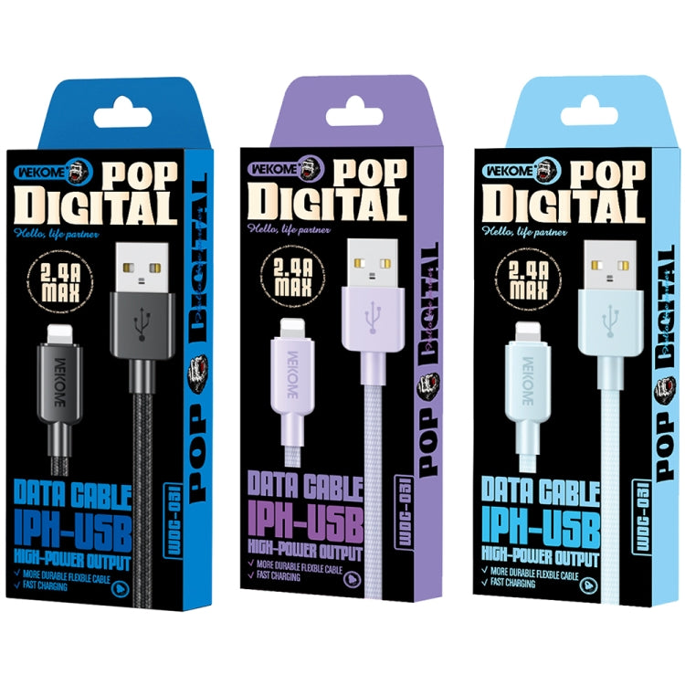 WEKOME WDC-03 Tidal Energy Series 2.4A USB to 8 Pin Braided Data Cable, Length: 1m