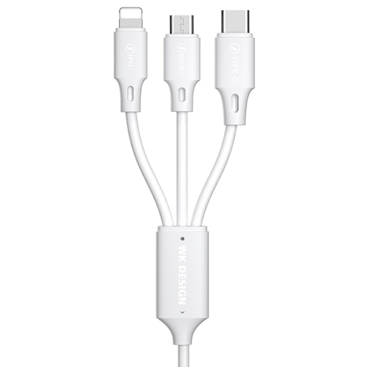 WK WDC-103 3A 3 In 1 8 Pin + Micro USB + Type-C / USB-C Fullspeed Pro Charging Data Cable, Length: 1.15m