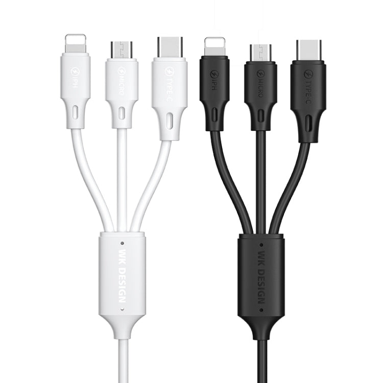 WK WDC-103 3A 3 In 1 8 Pin + Micro USB + Type-C / USB-C Fullspeed Pro Charging Data Cable, Length: 1.15m