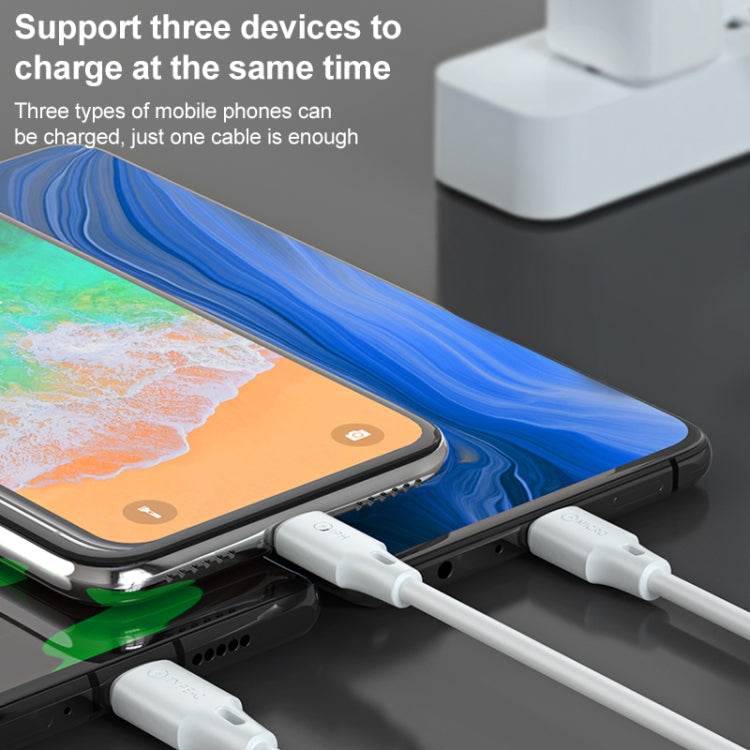 WK WDC-103 3A 3 In 1 8 Pin + Micro USB + Type-C / USB-C Fullspeed Pro Charging Data Cable, Length: 1.15m