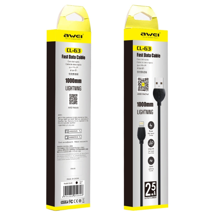 awei CL-63 2.5A 8 Pin Charging + Transmission Aluminum Alloy Data Cable, Length: 1m