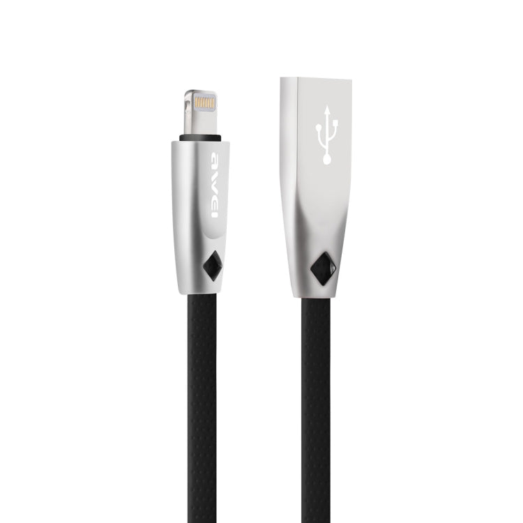 AWEI CL-95 USB to 8 Pin Portable Quick Charging TPE + Aluminum Alloy Data Cable, 2A, Length: 1m