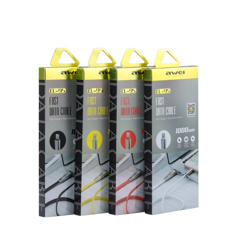 AWEI CL-95 USB to 8 Pin Portable Quick Charging TPE + Aluminum Alloy Data Cable, 2A, Length: 1m