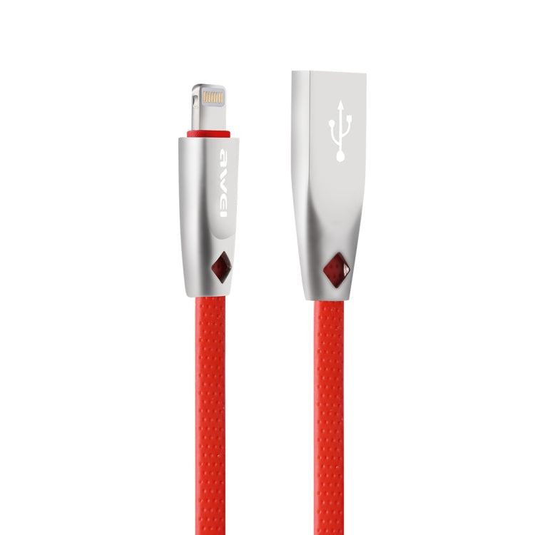 AWEI CL-95 USB to 8 Pin Portable Quick Charging TPE + Aluminum Alloy Data Cable, 2A, Length: 1m