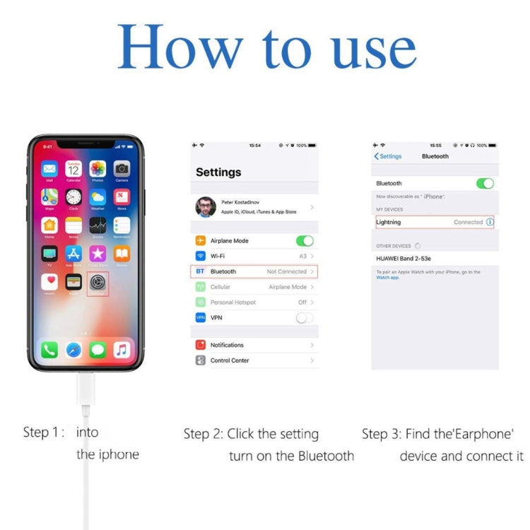 GL069 8 Pin Port Bluetooth Module Pop-up Window Wired Stereo Earphones with Mic