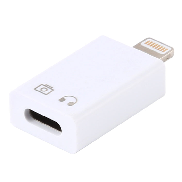 8 Pin Male to USB-C / Type-C Female Charging and Listening Song Audio Adapter Earphone Adapter, Support Data Transmission & Take Pictures
