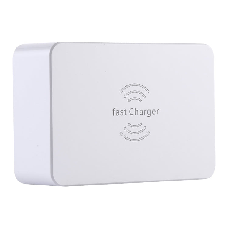 WLX-818F 6 in 1 10W QC3.0 Wireless Charging + USB-C / Type-C + 4 USB Ports Charger with Smart LCD Display Screen, EU / AU Plug