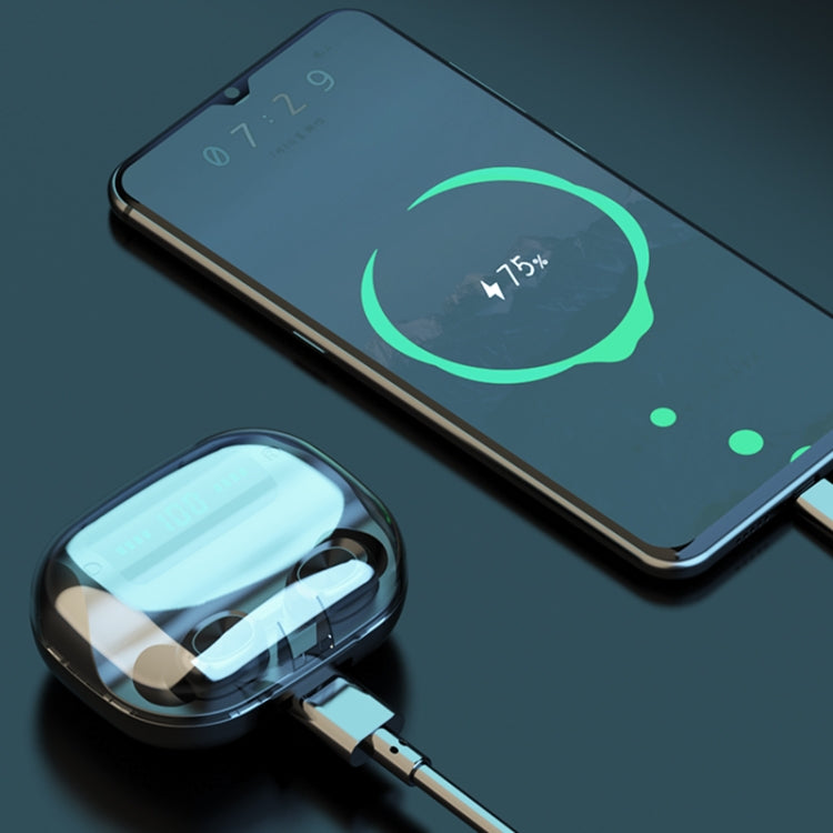 263 TWS CVC8.0 Noise Cancelling Bluetooth Earphone with Charging Box, Support Touch & Three-screen LED Battery Display & Phone Holder & Power Bank & HD Call & Voice Assistant