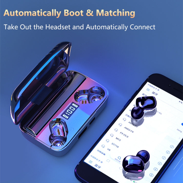 A9 TWS CVC8.0 and DSP Dual Noise Cancelling Bluetooth Earphone with Magnetic Charging Box & LED Digital Display, Support Touch & HD Call & Siri & Power Bank