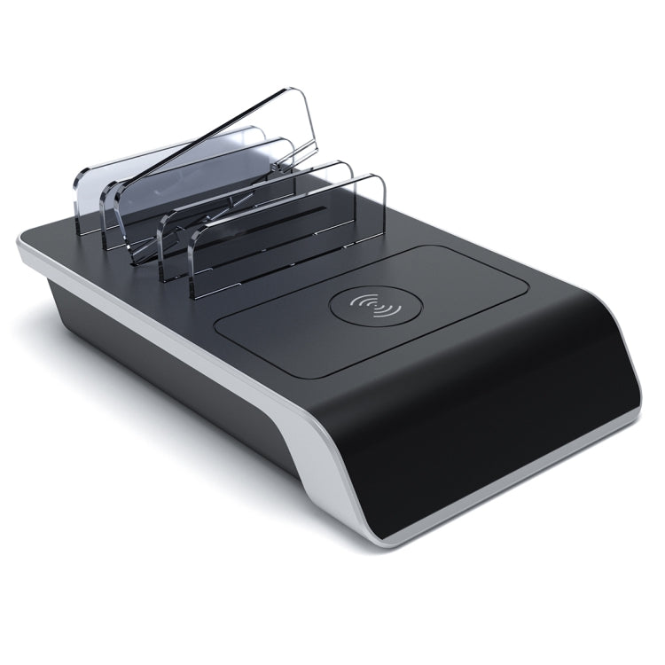 UD09 4 USB Ports Qi Standard Wireless Charger Phone Desktop Stand Holder, EU Plug