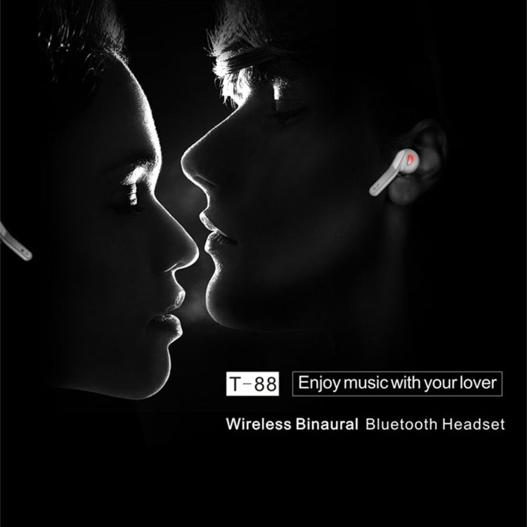 T-88 TWS Bluetooth V5.0 Wireless Stereo Earphones with Magnetic Charging Box