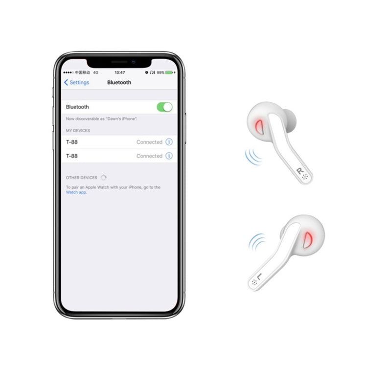 T-88 TWS Bluetooth V5.0 Wireless Stereo Earphones with Magnetic Charging Box