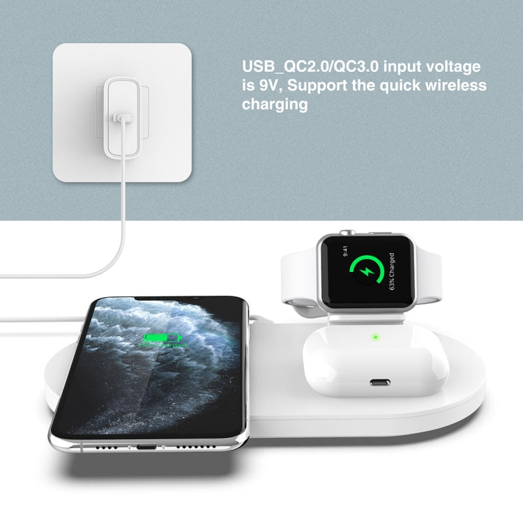 A04 3 in 1 Multi-function Qi Standard Wireless Charger for Mobile Phones & iWatch & AirPods