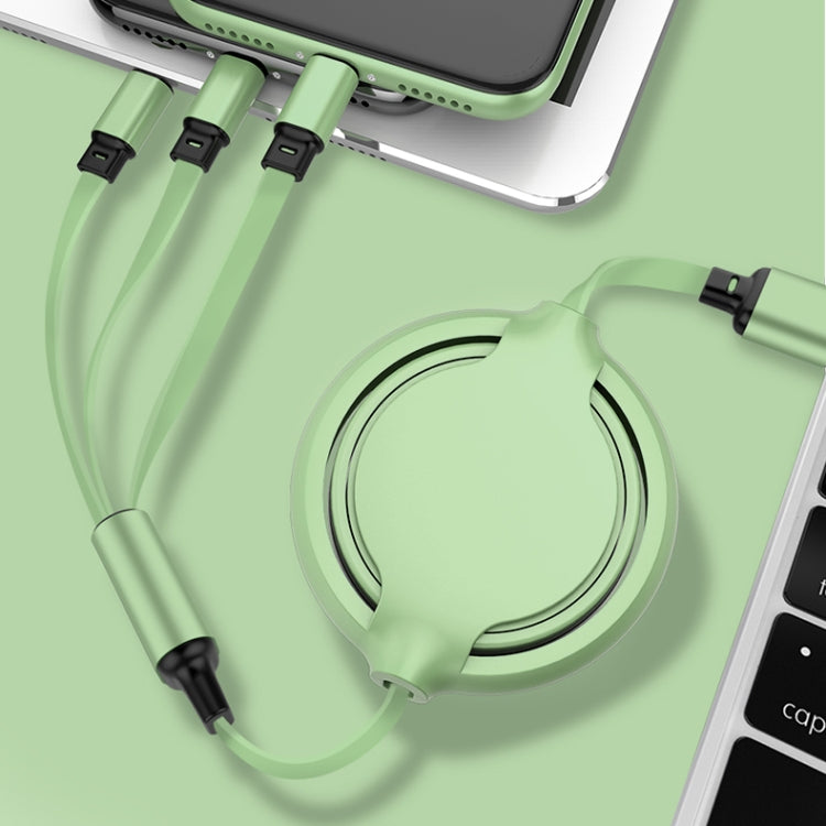 3.5A Liquid Silicone 3 in 1 USB to USB-C / Type-C + 8Pin + Micro USB Retractable Data Syn Charging Cable