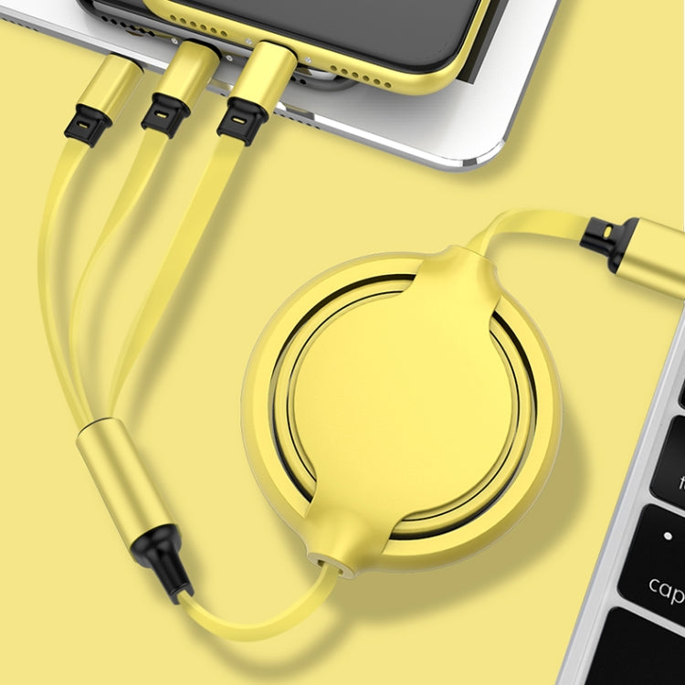 3.5A Liquid Silicone 3 in 1 USB to USB-C / Type-C + 8Pin + Micro USB Retractable Data Syn Charging Cable
