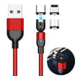1m 2A Output 3 in 1 USB to 8 Pin + USB-C / Type-C + Micro USB Nylon Braided Rotate Magnetic Charging Cable, 1m 3 in 1