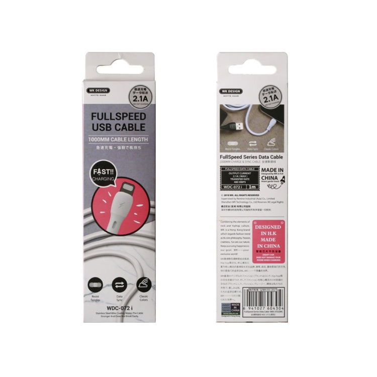 WK WDC-072 1m 2.1A Output Full Speed Series USB to 8 Pin Data Sync Charging Cable