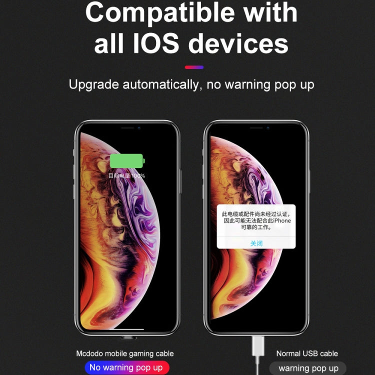 Mcdodo CA-5950 Razer Series 180 Degree Elbow Design Gaming 8 Pin to USB Cable with 7 Colors Breathing Light, Length: 1.2m