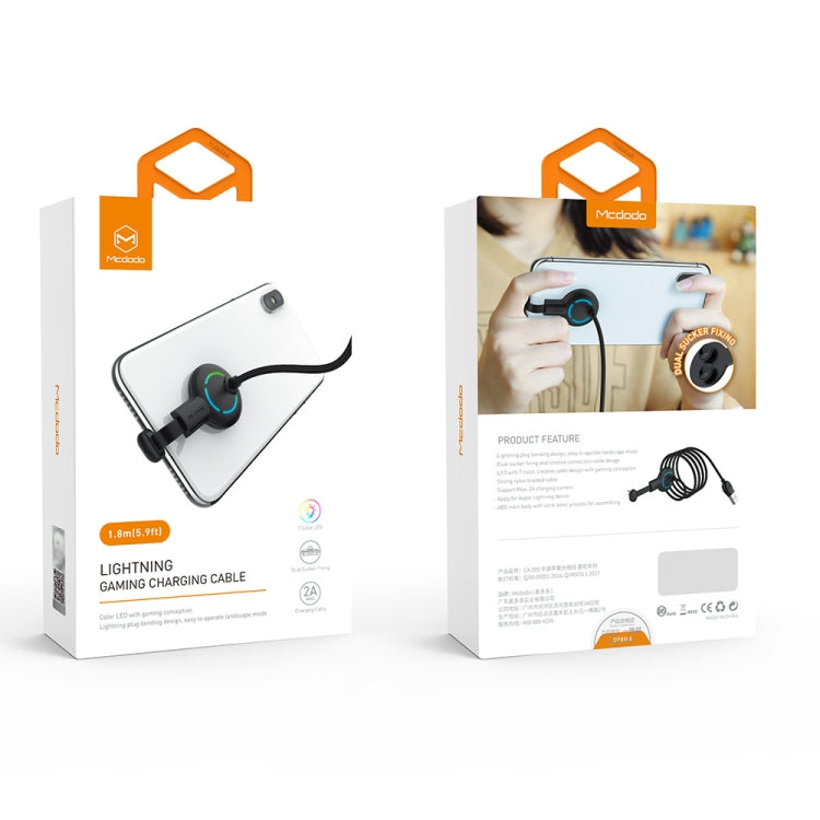 Mcdodo CA-5950 Razer Series 180 Degree Elbow Design Gaming 8 Pin to USB Cable with 7 Colors Breathing Light, Length: 1.2m